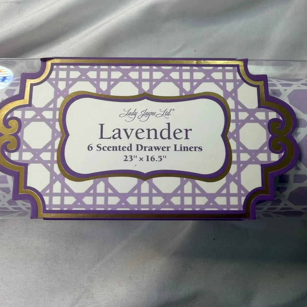 Lady Jayne Ltd Lavender Scented Drawer Liners 6 Sheets Purple Lattice 23x16.5